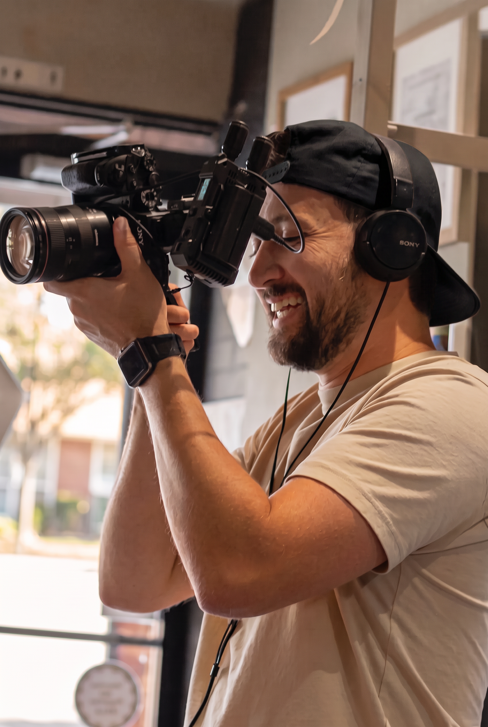 James Mundo shooting with a cinema camera rig